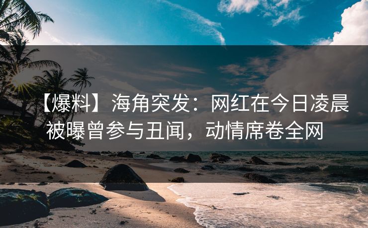 【爆料】海角突发：网红在今日凌晨被曝曾参与丑闻，动情席卷全网
