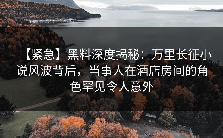 【紧急】黑料深度揭秘：万里长征小说风波背后，当事人在酒店房间的角色罕见令人意外