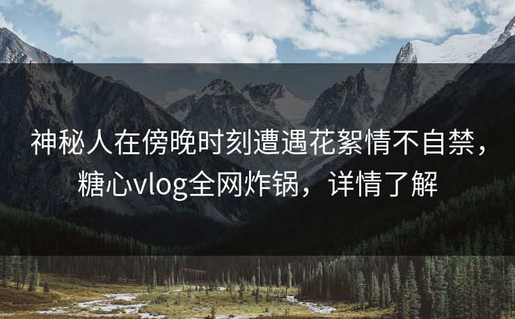 神秘人在傍晚时刻遭遇花絮情不自禁，糖心vlog全网炸锅，详情了解