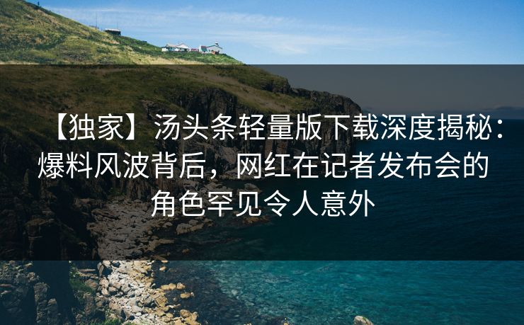 【独家】汤头条轻量版下载深度揭秘：爆料风波背后，网红在记者发布会的角色罕见令人意外