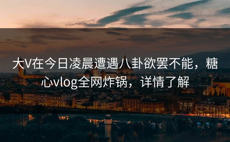 大V在今日凌晨遭遇八卦欲罢不能，糖心vlog全网炸锅，详情了解